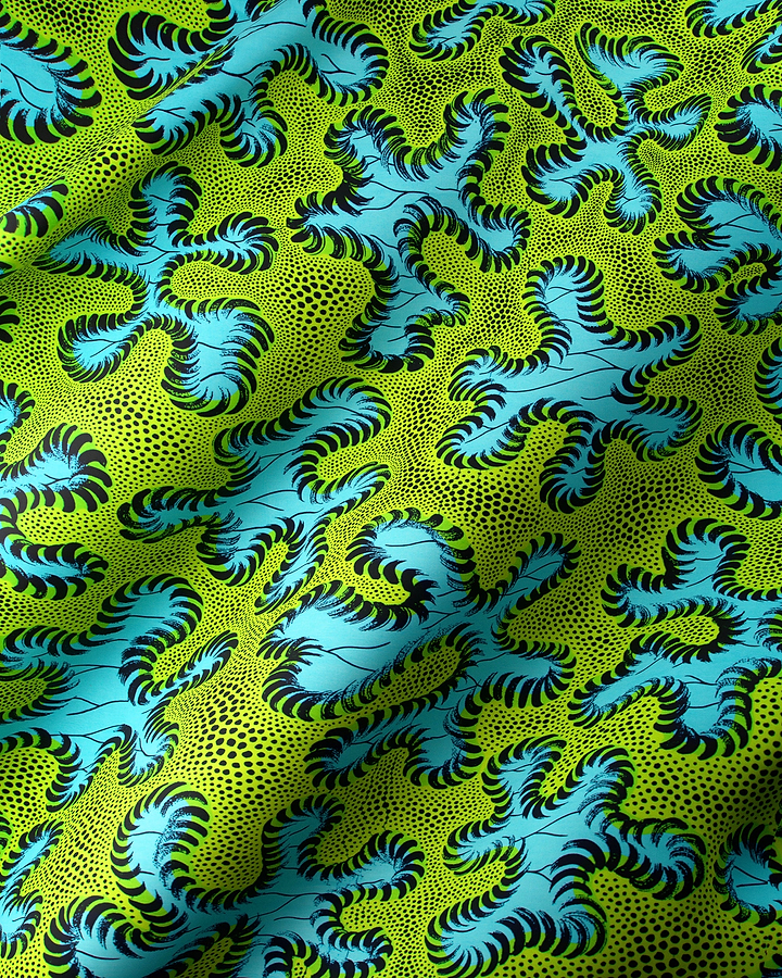 Vibrant lime green turquoise fabric wax hollandais vlw8651.006