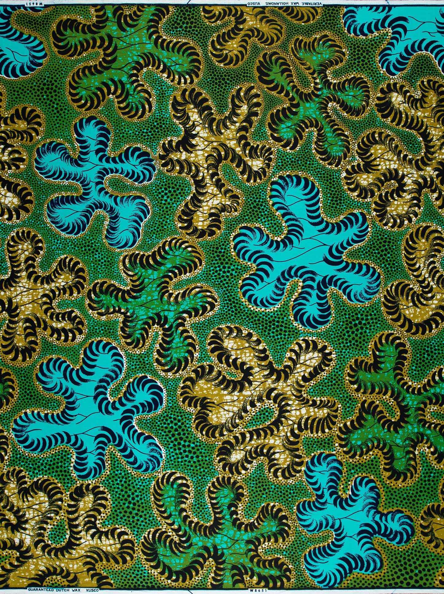 Vibrant green teal gold african wax hollandais vlw8651.007
