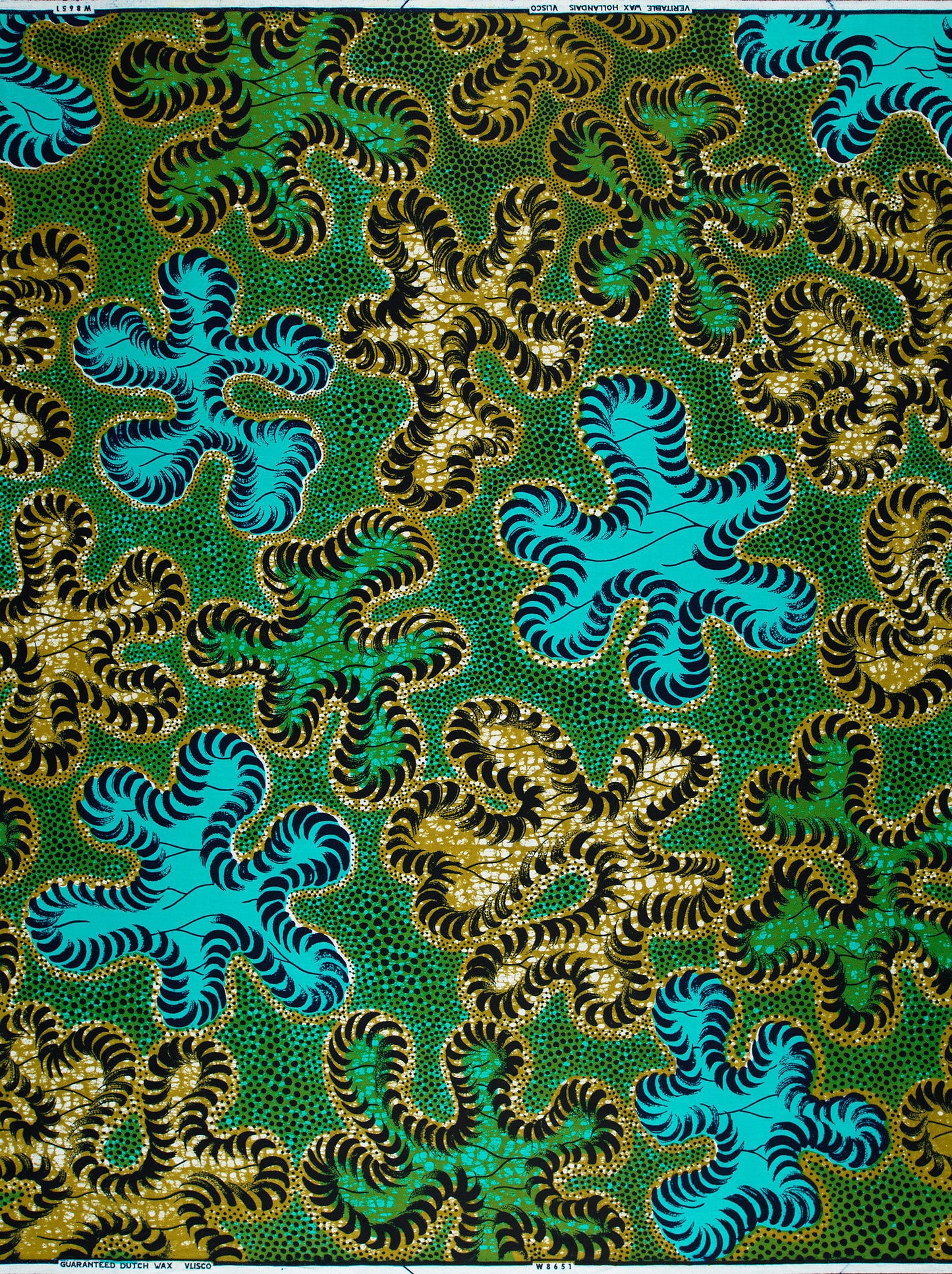 Vibrant green teal gold african wax hollandais vlw8651.007