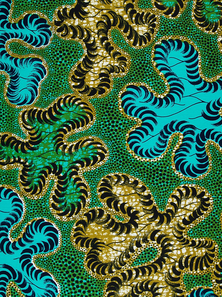 Vibrant green fabric bold turquoise wax hollandais vlw8651.007