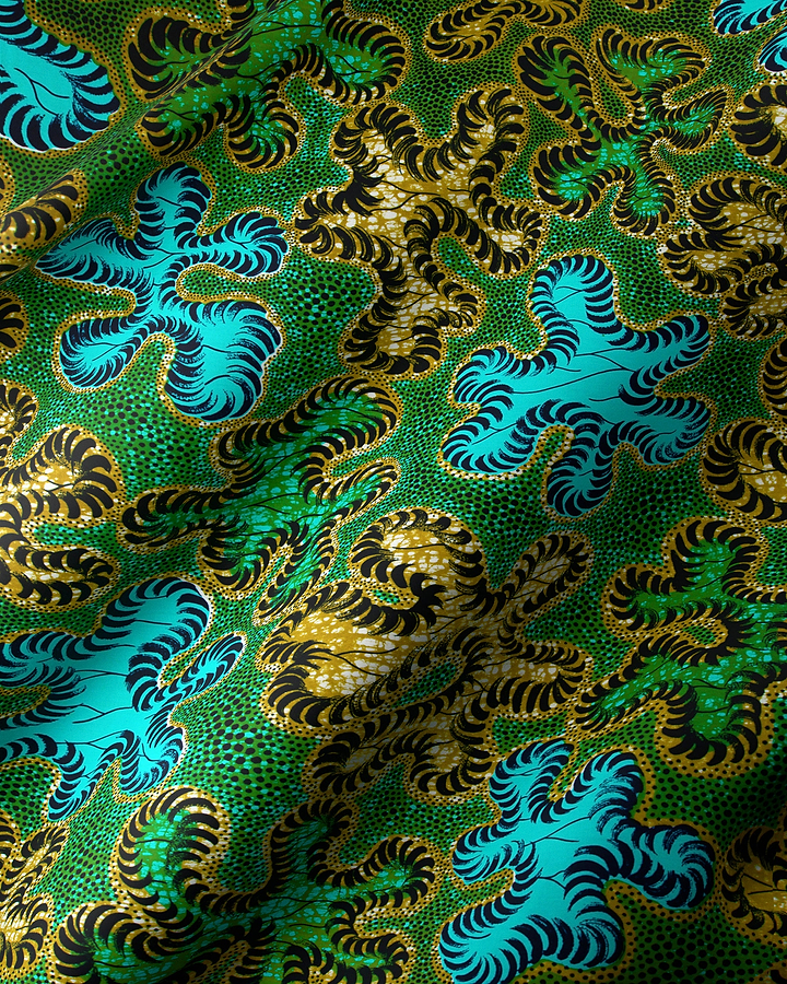 Vibrant green fabric bold turquoise wax hollandais vlw8651.007