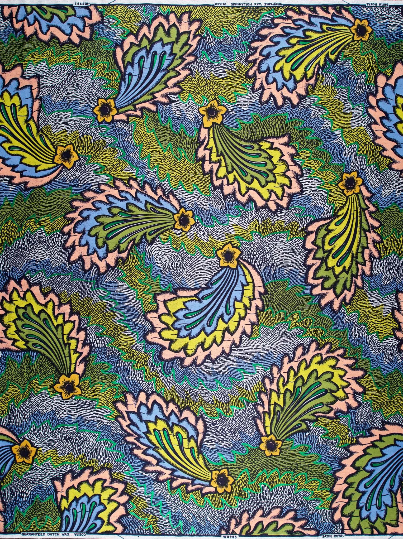 Vibrant green blue yellow paisley-patterned satin royal vlw8985.008