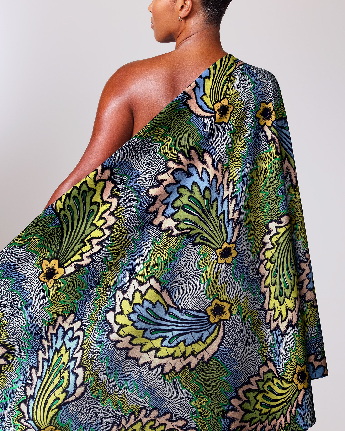 Vibrant one-shoulder wrap dress bold satin royal vlw8985.008