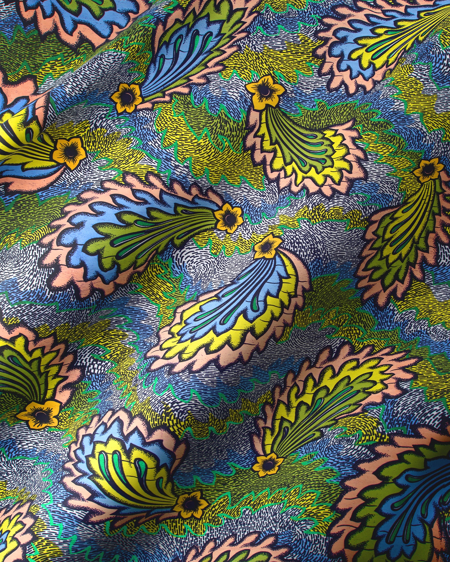 Vibrant paisley-patterned fabric shades green satin royal vlw8985.008