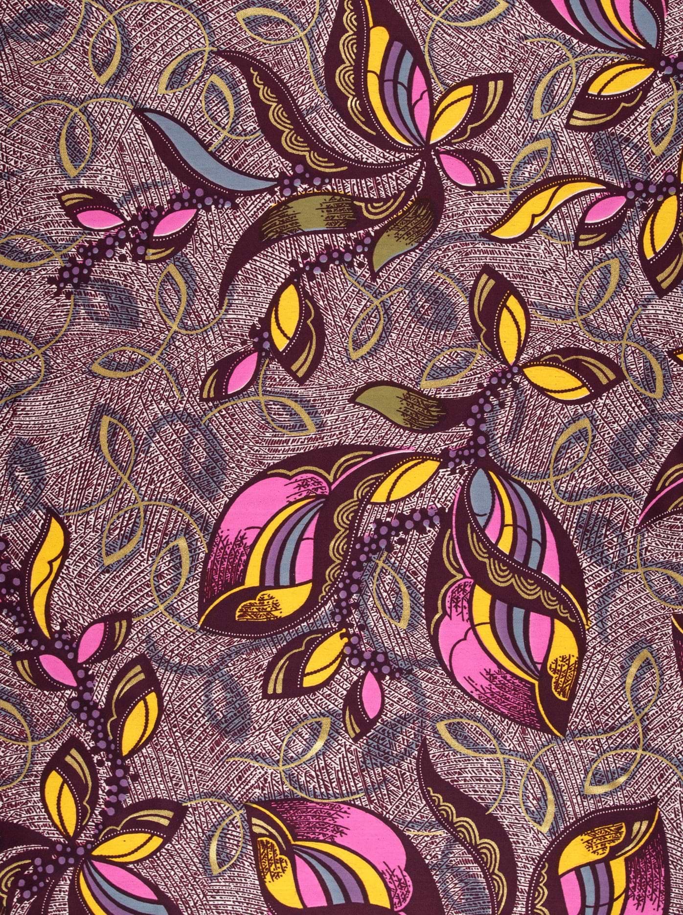 Vibrant patterned fabric stylized butterflies satin royal vlw9067.001