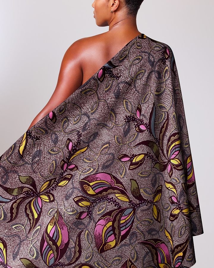 Vibrant one-shoulder wrap dress rich satin royal vlw9067.001