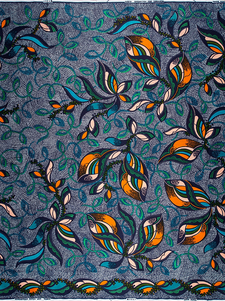 Vibrant african print fabric bold satin royal vlw9067.004