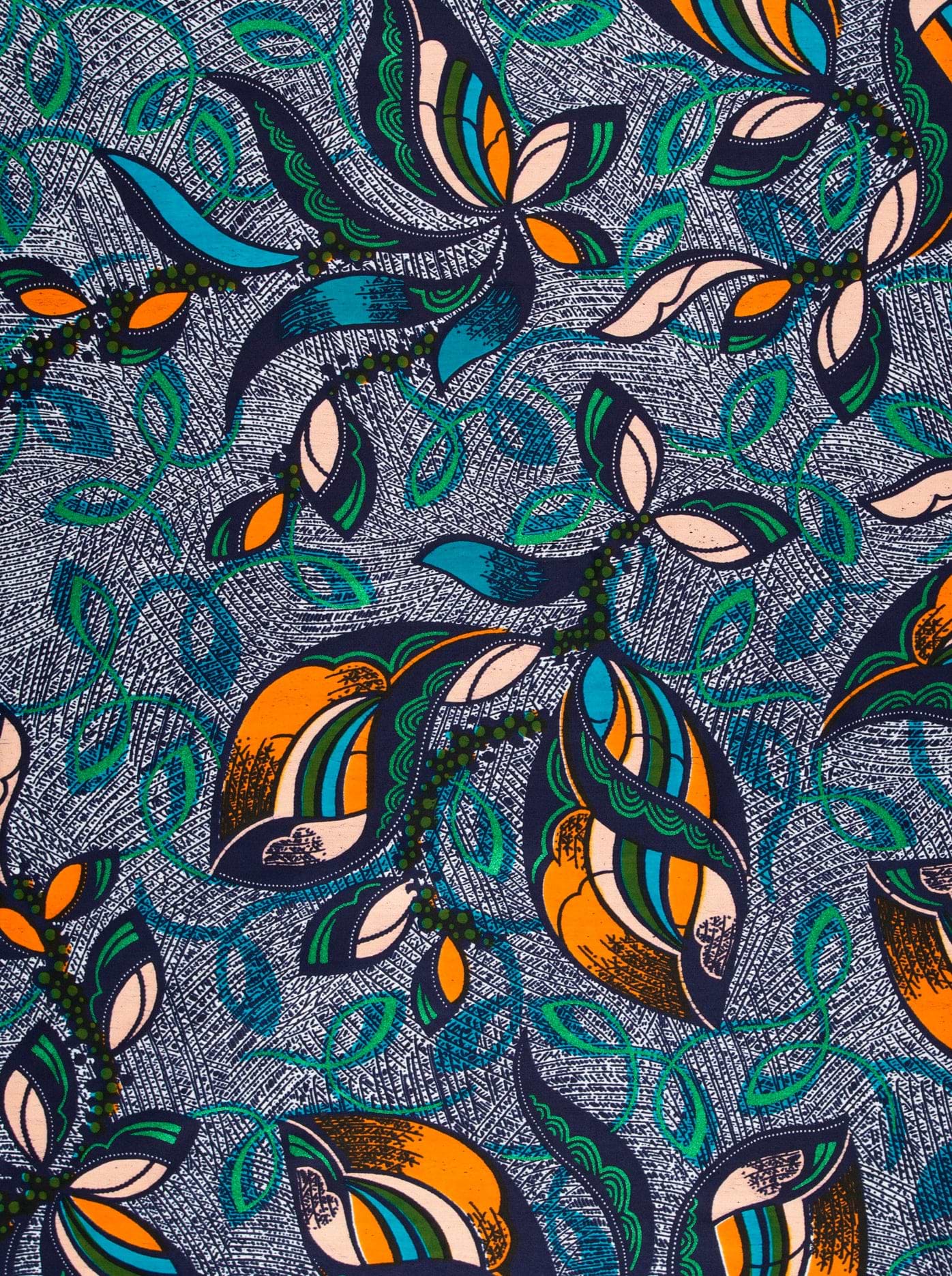 Vibrant african print fabric bold satin royal vlw9067.004