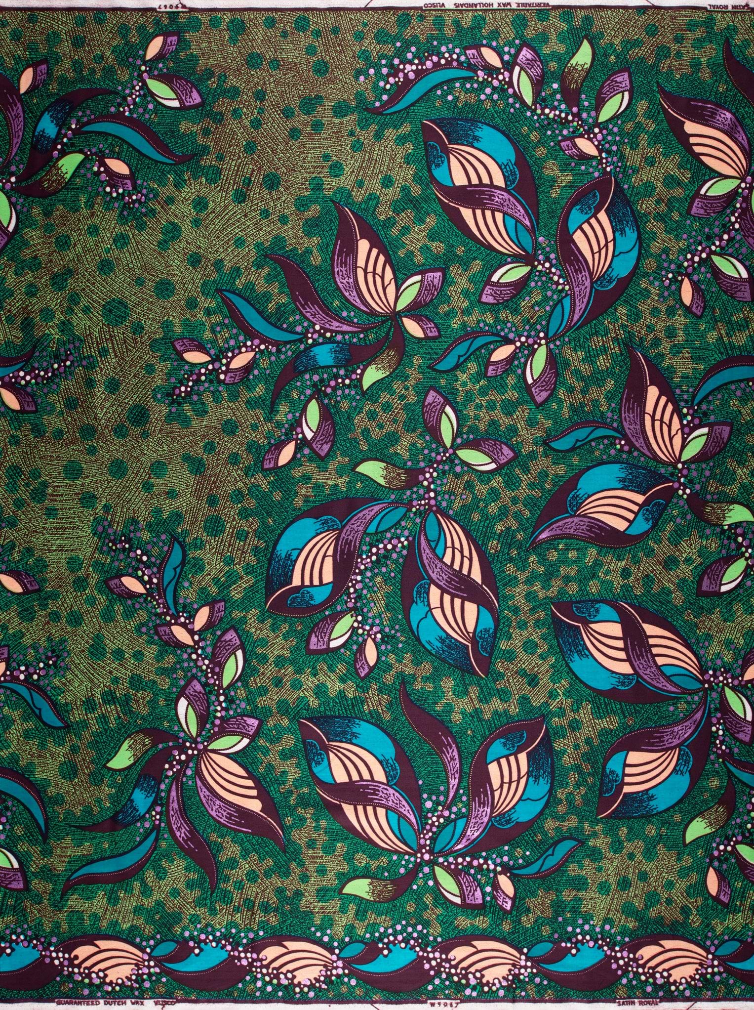 Vibrant green fabric intricate floral satin royal vlw9067.006