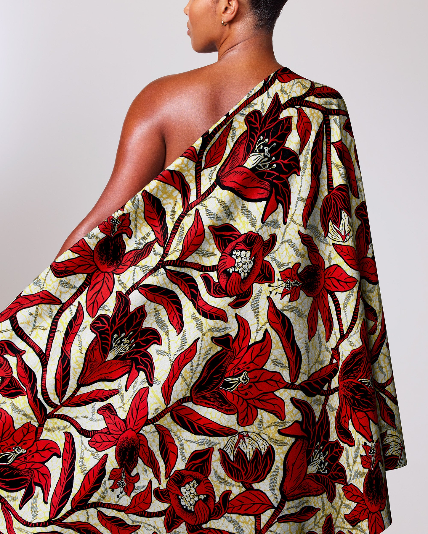 Vibrant red black floral print wax hollandais vlw9238.006