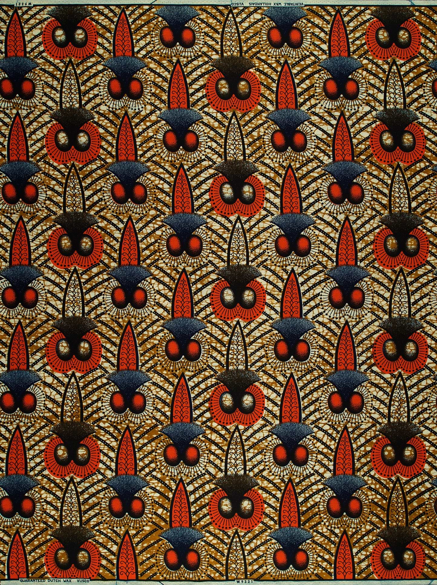 Vibrant red blue black stylized wax hollandais vlw9321.003
