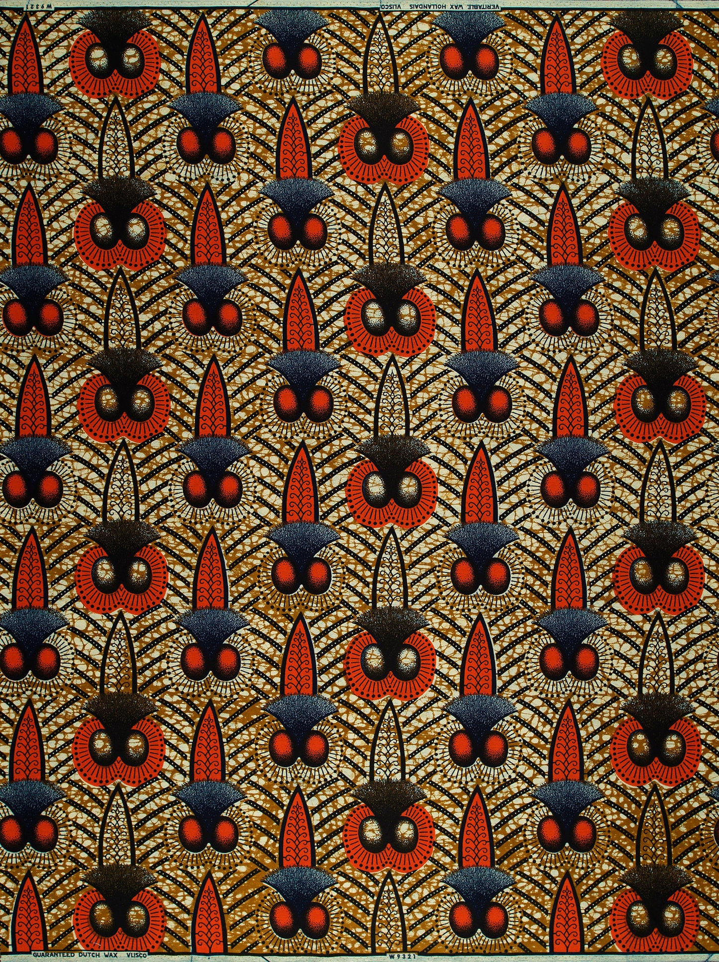 Vibrant red blue black stylized wax hollandais vlw9321.003