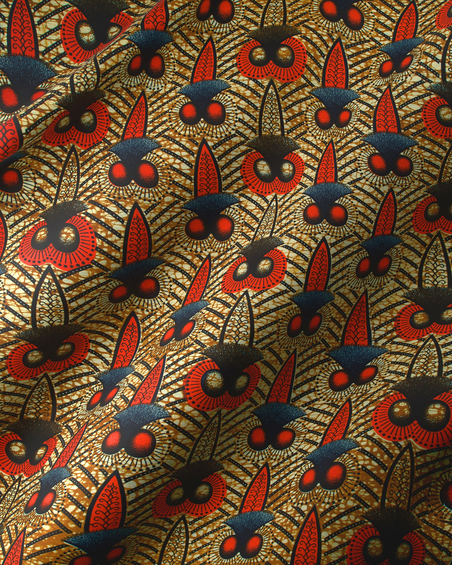 Vibrant red navy blue african-inspired wax hollandais vlw9321.003