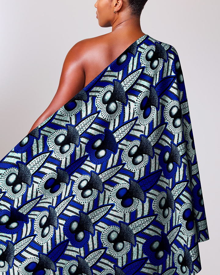Vibrant blue white black patterned wax hollandais vlw9321.004