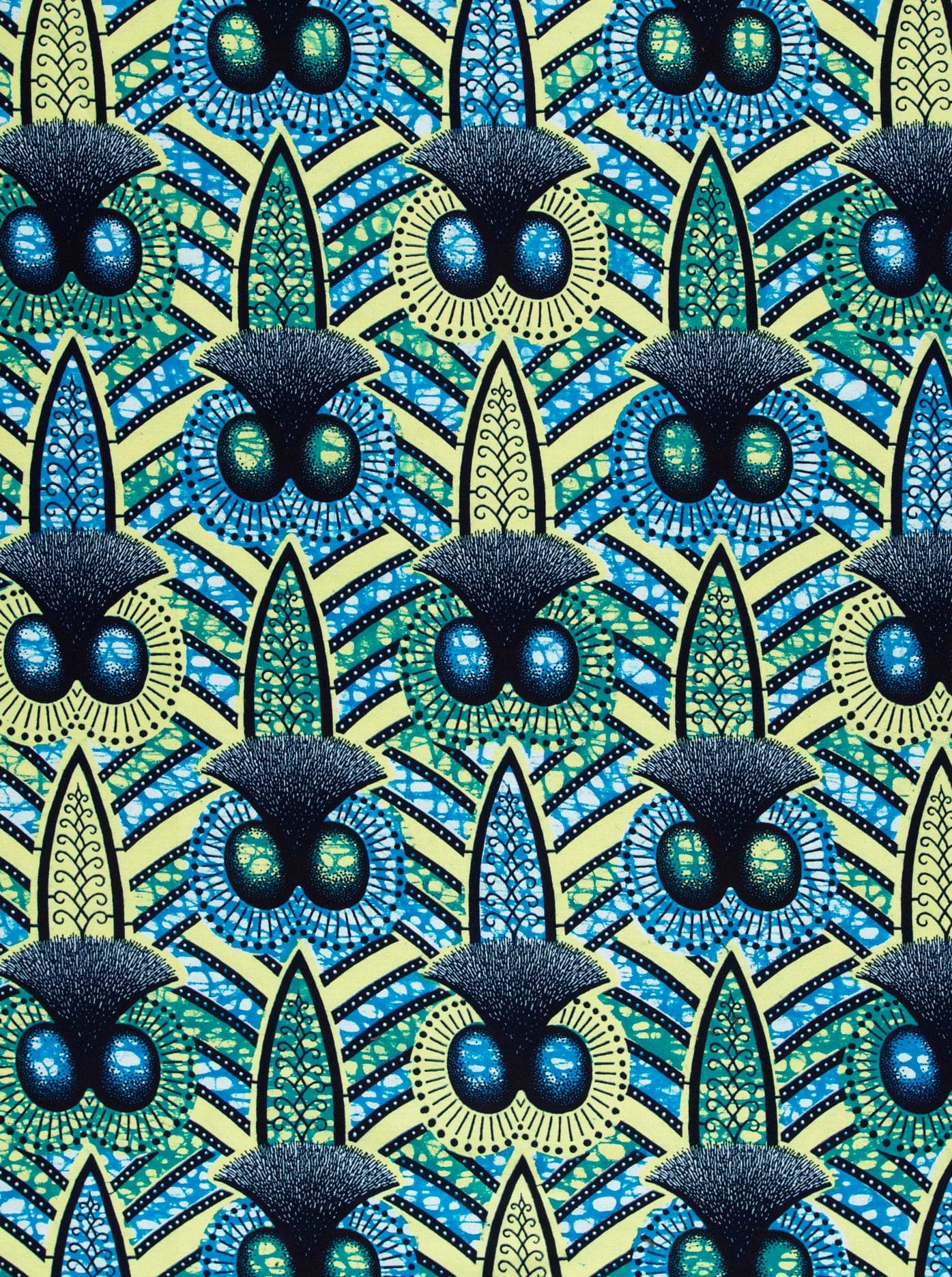 Vibrant blue green patterned fabric wax hollandais vlw9321.006