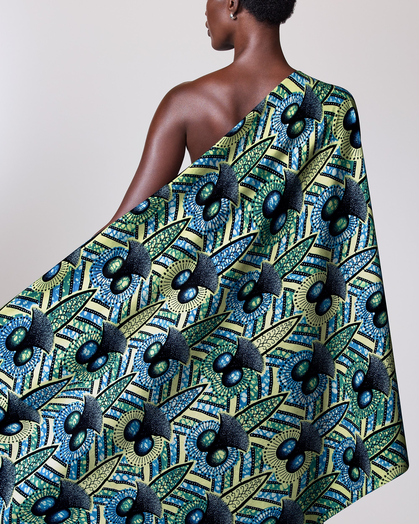 Vibrant one-shoulder wrap dress bold wax hollandais vlw9321.006
