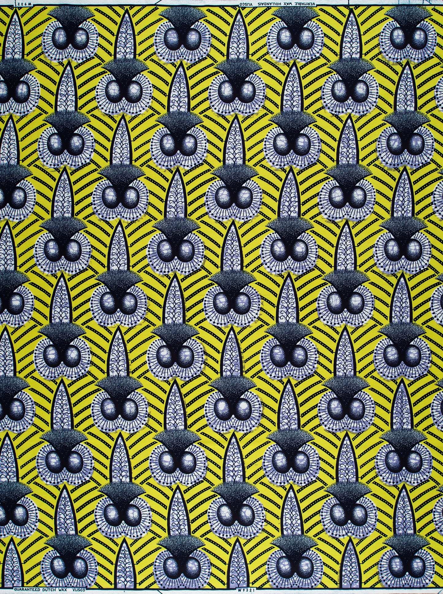 Vibrant yellow african print fabric wax hollandais vlw9321.008