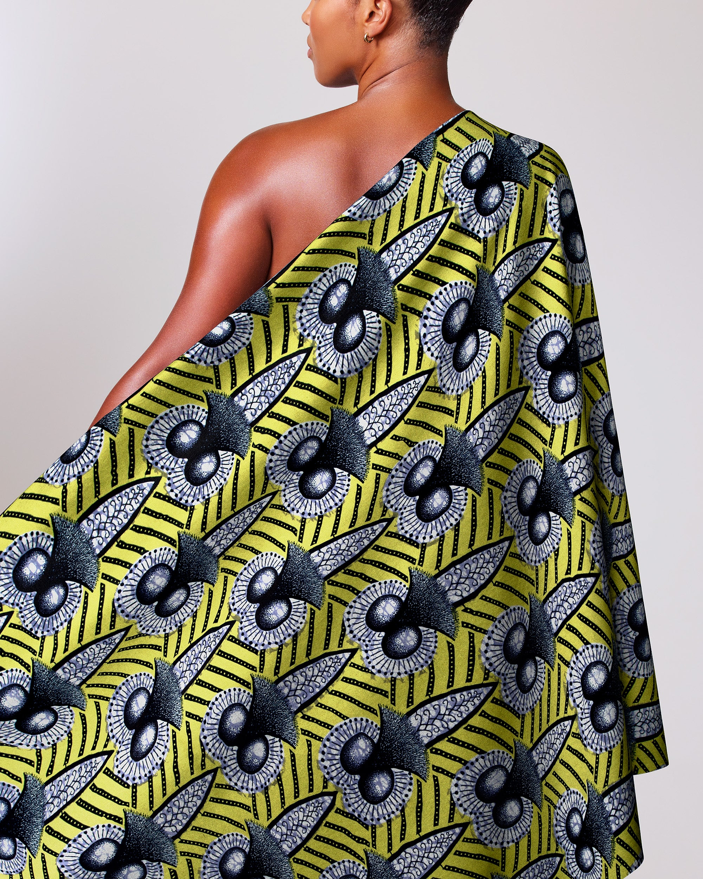 Vibrant yellow one-shoulder wrap dress wax hollandais vlw9321.008