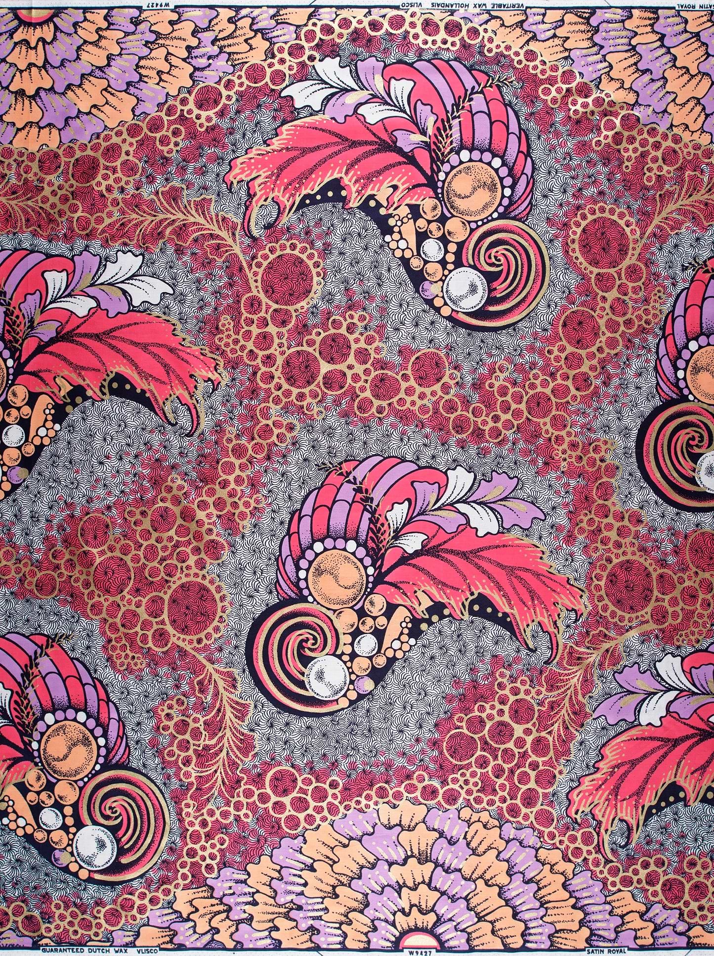 Vibrant red purple feathered paisley satin royal vlw9427.005
