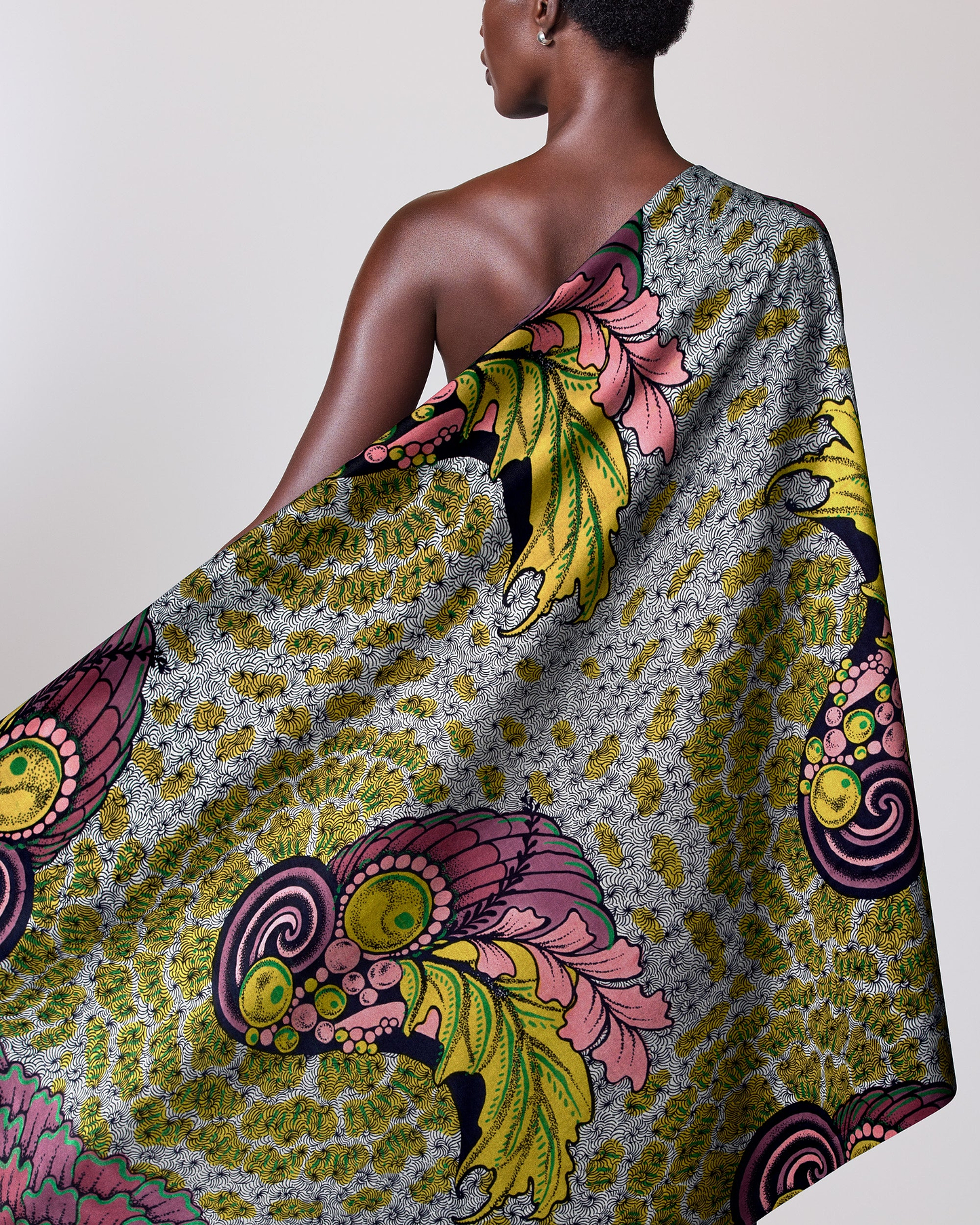 Vibrant one-shoulder wrap dress bold satin royal vlw9427.006