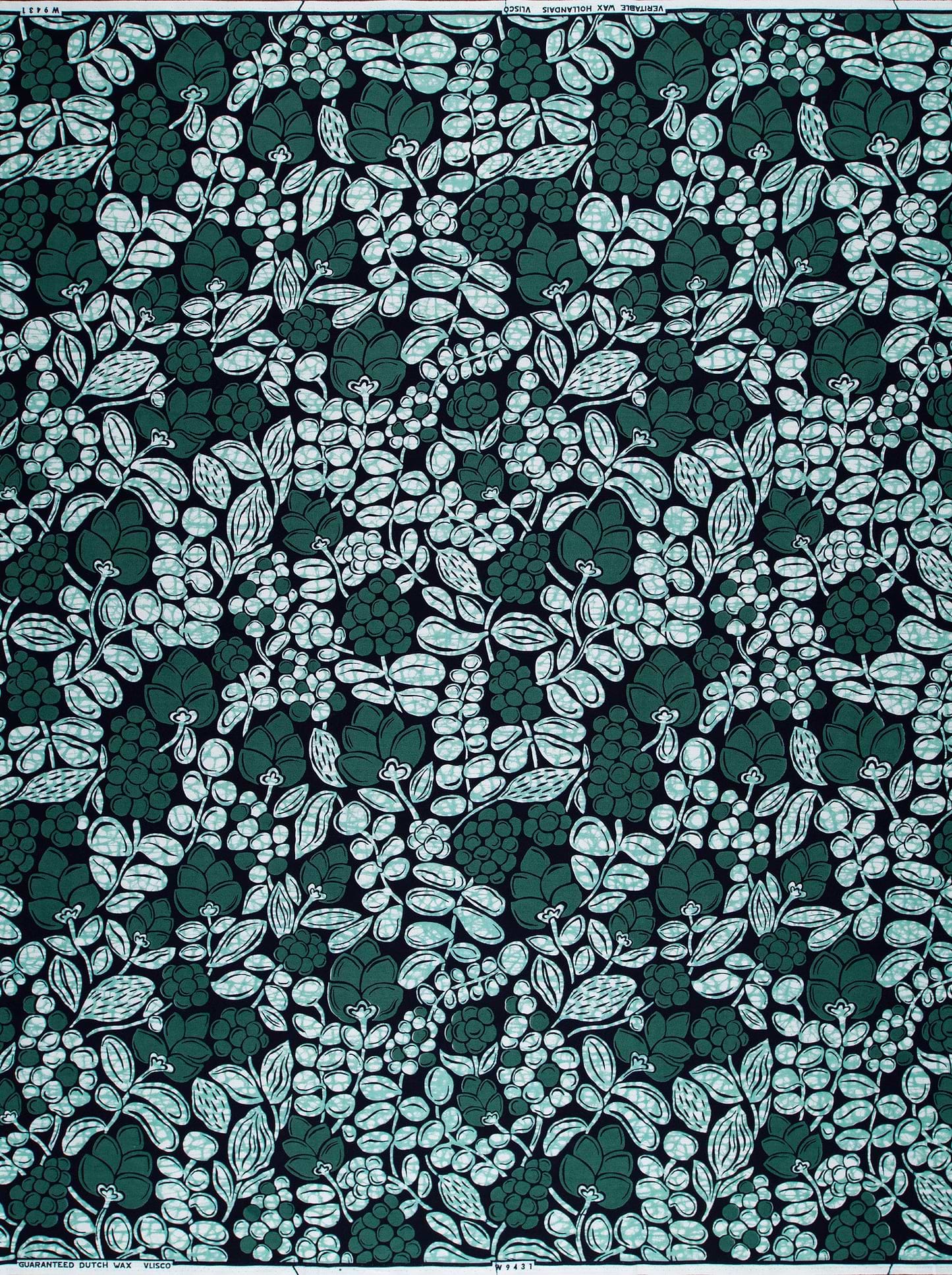 Dark green fabric pattern light wax hollandais vlw9431.001