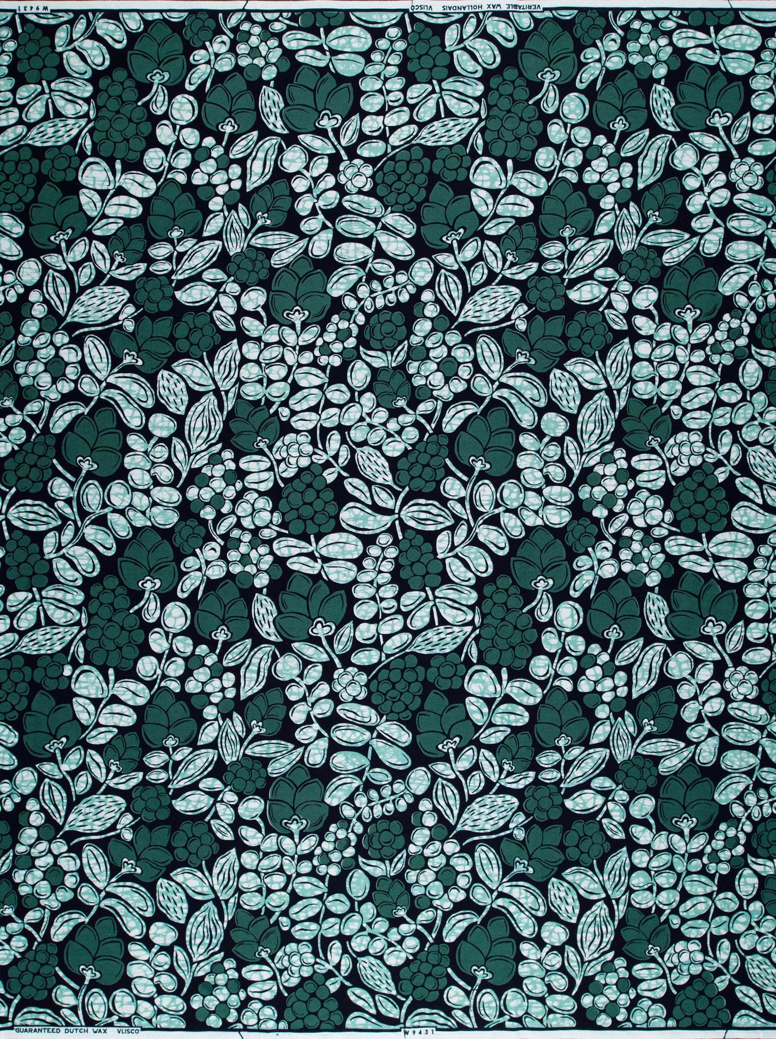 Dark green fabric pattern light wax hollandais vlw9431.001