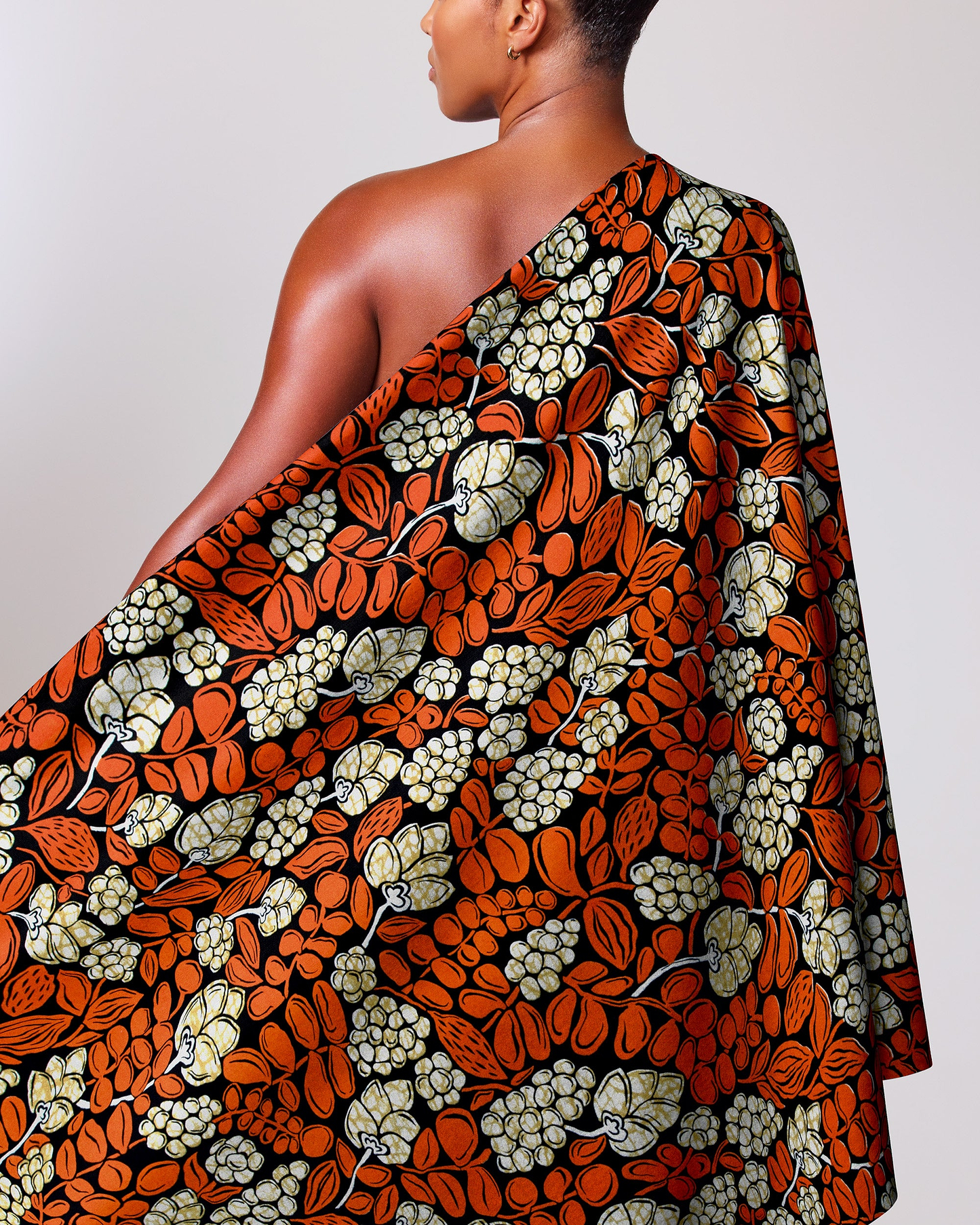 Vibrant one-shoulder dress bold orange wax hollandais vlw9431.005