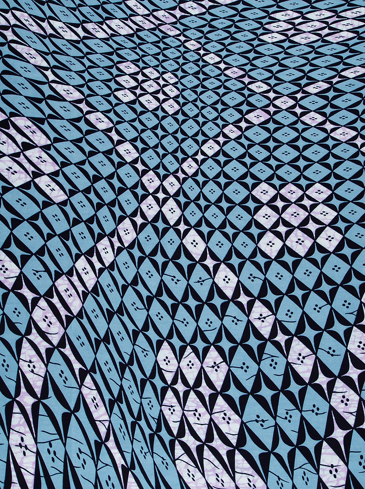 Blue black geometric-patterned fabric diamond wax hollandais vlw9503.002