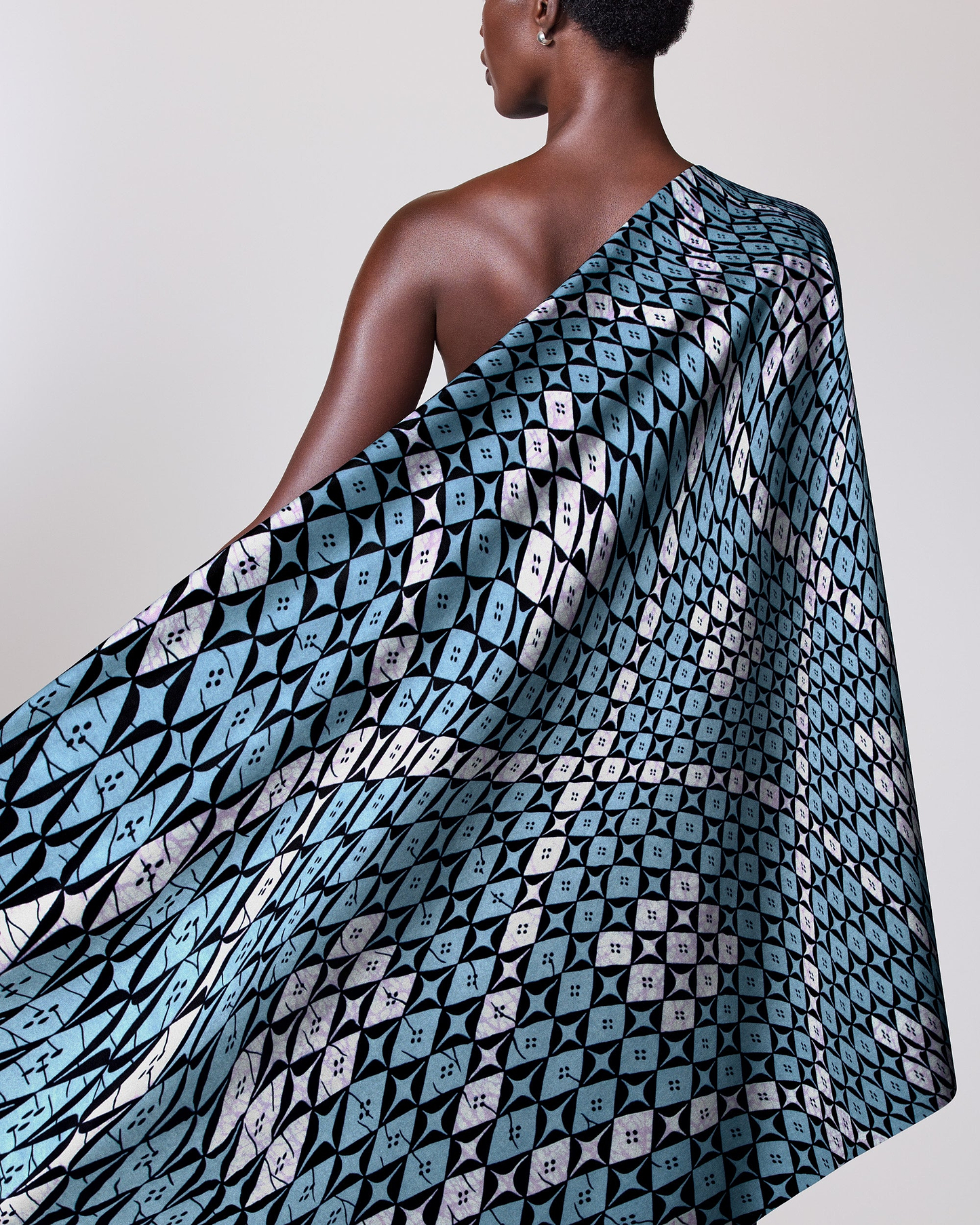 One-shoulder dress bold geometric pattern wax hollandais vlw9503.002