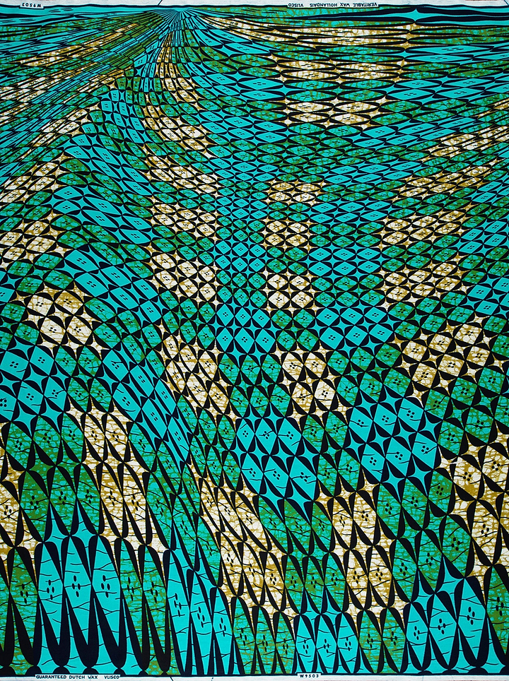 Vibrant turquoise green geometric-patterned fabric wax hollandais vlw9503.003