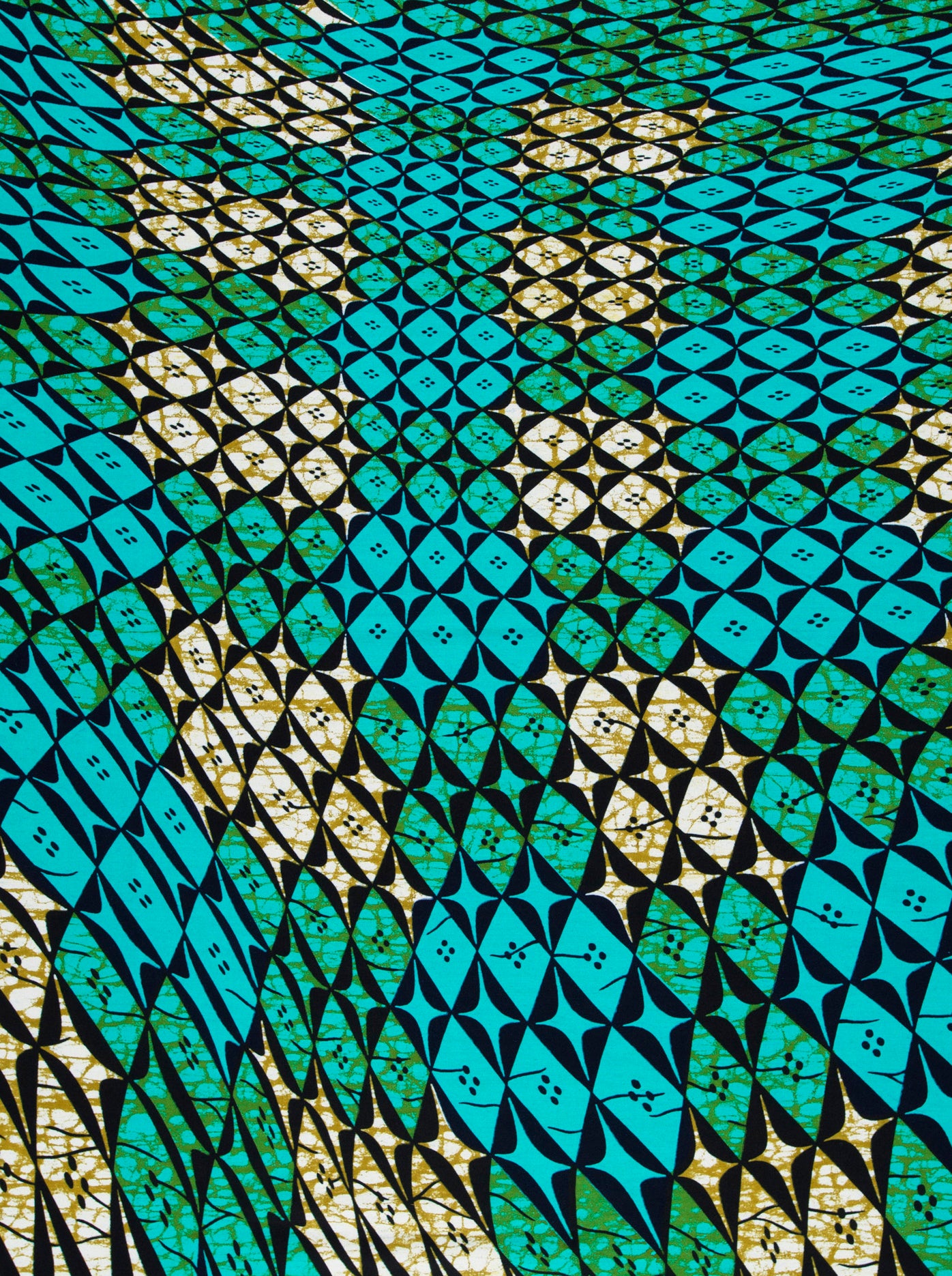 Vibrant turquoise black geometric-patterned fabric wax hollandais vlw9503.003