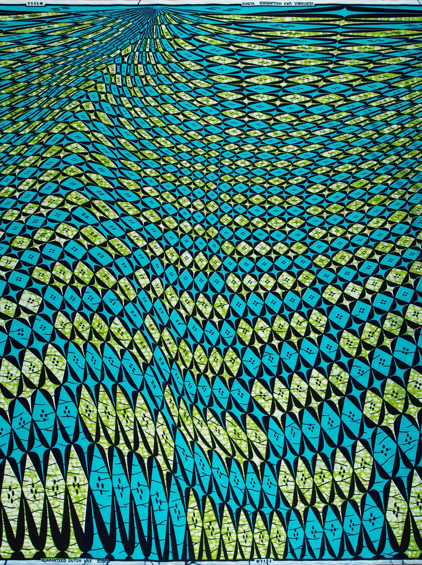 Vibrant turquoise lime green geometric-patterned wax hollandais vlw9503.004