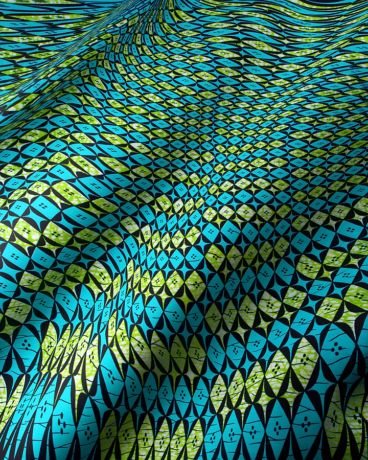 Vibrant turquoise lime green geometric-patterned wax hollandais vlw9503.004