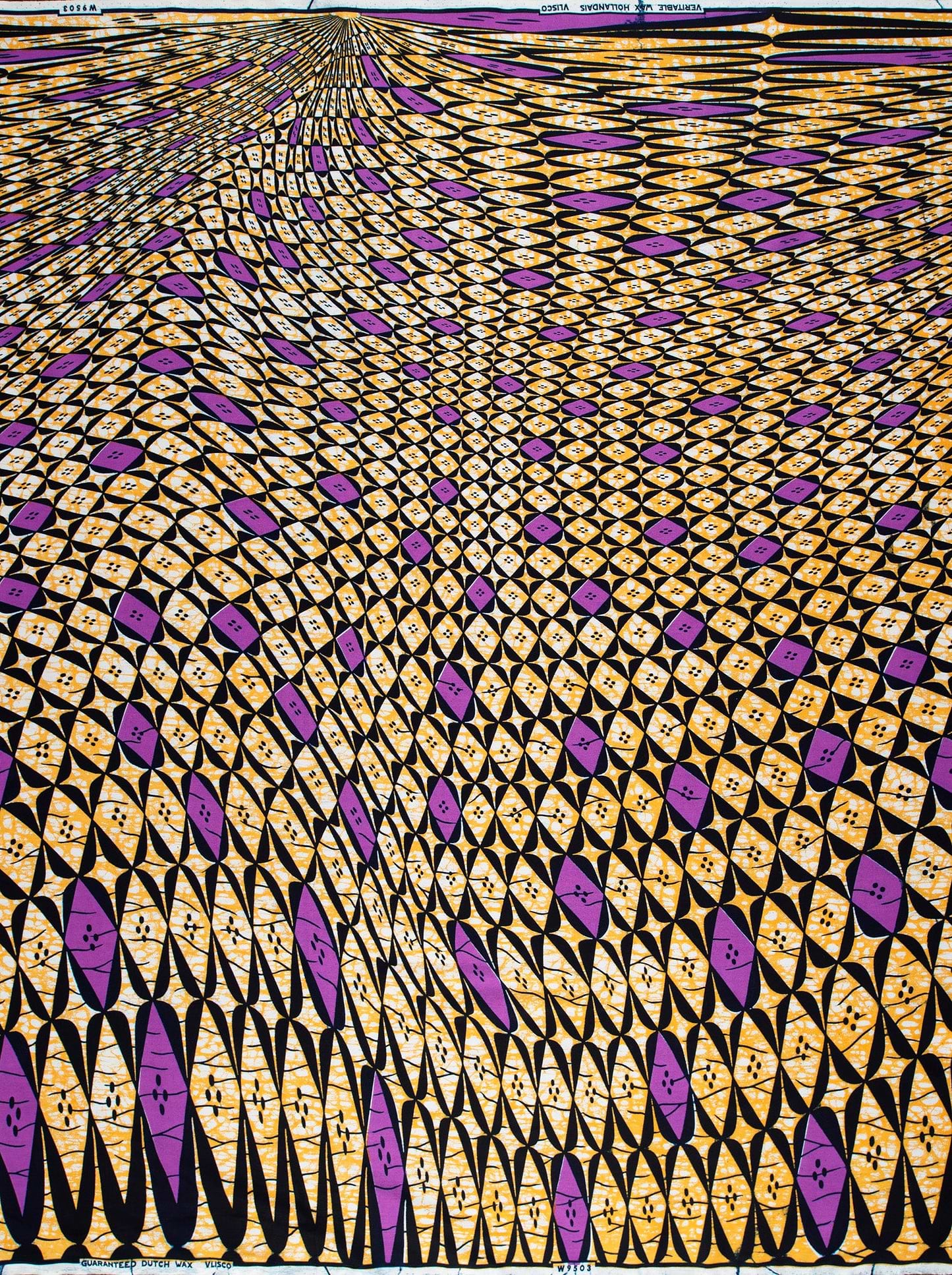 Vibrant purple mustard-yellow geometric patterned wax hollandais vlw9503.007