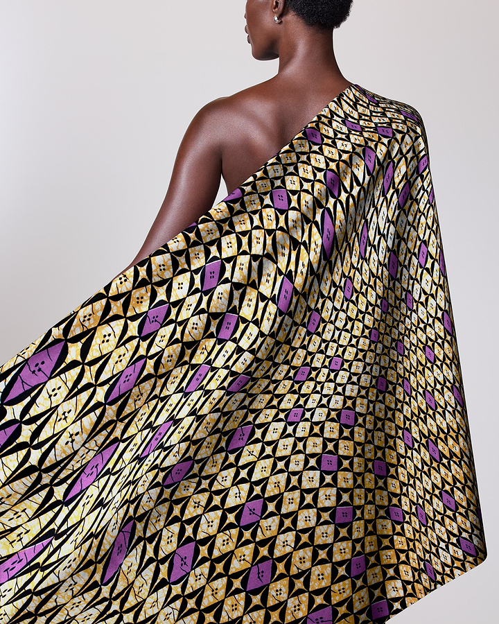 One-shoulder garment bold geometric print wax hollandais vlw9503.007