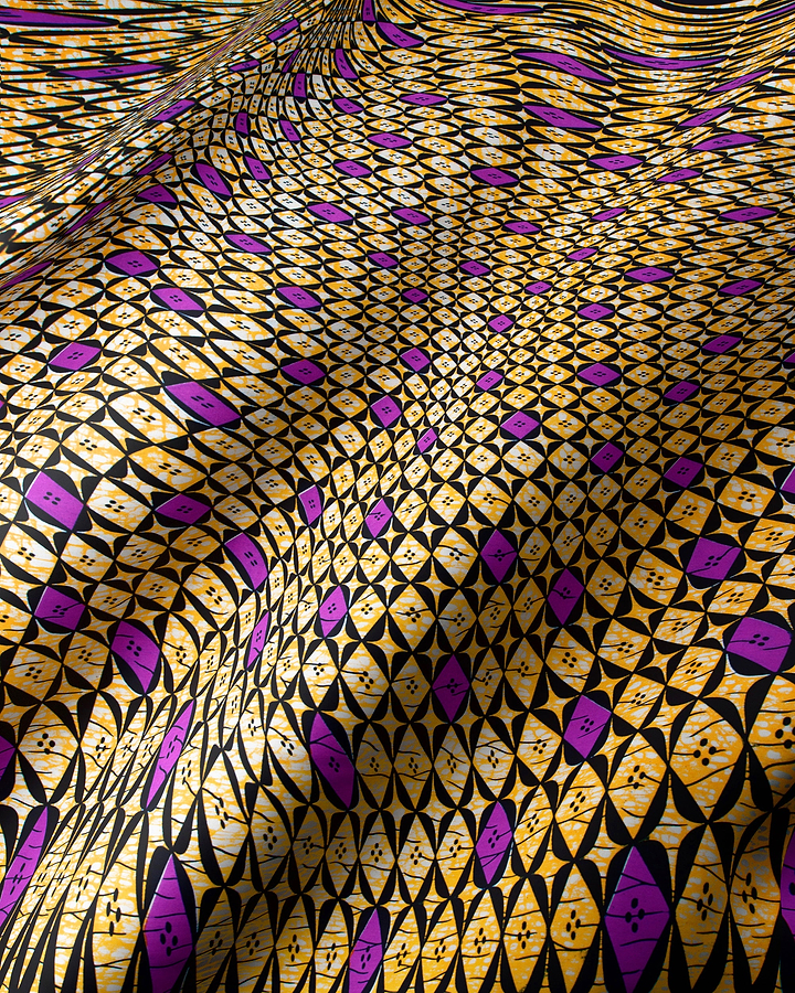 Vibrant purple gold black geometric-patterned wax hollandais vlw9503.007