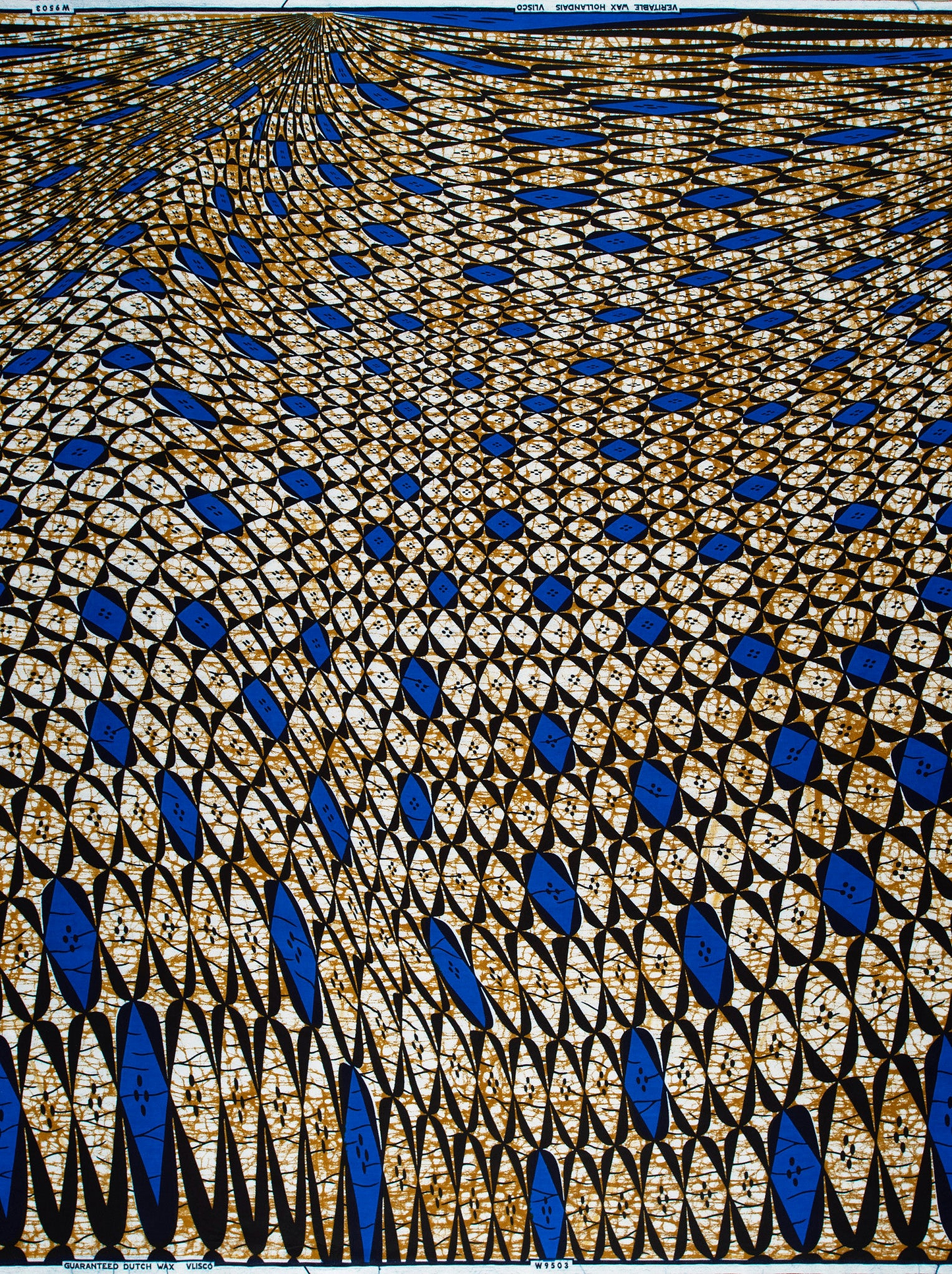 Blue black white geometric-patterned fabric wax hollandais vlw9503.008