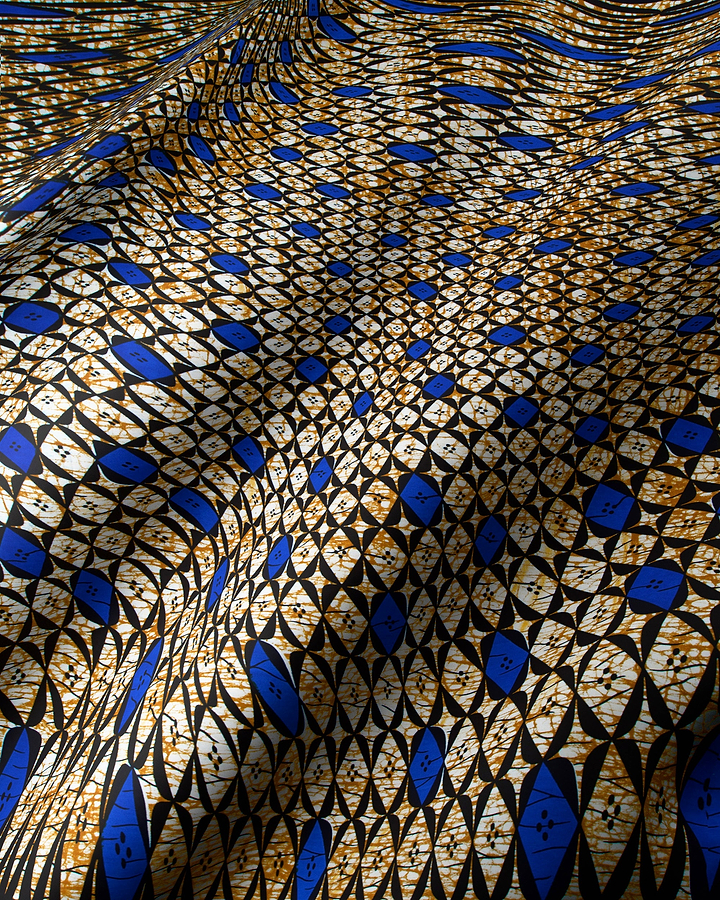 Vibrant blue black cream-colored african wax hollandais vlw9503.008