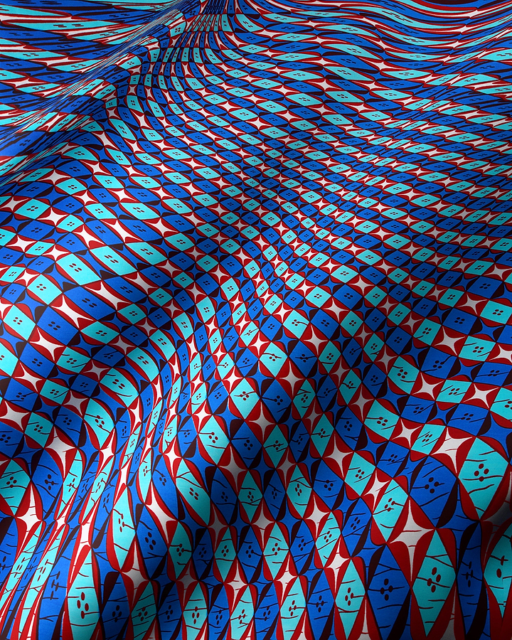 Vibrant blue red white patterned wax hollandais vlw9503.009