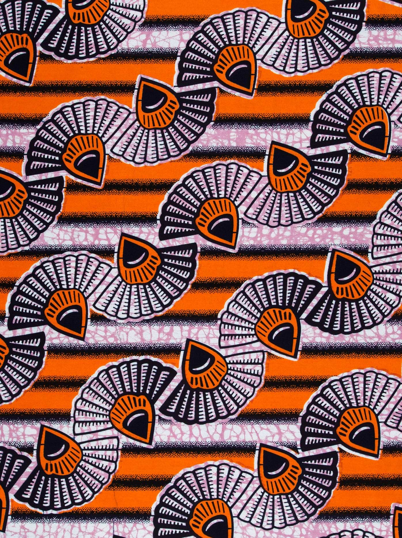 Vibrant orange black white patterned wax hollandais vlw9541.013