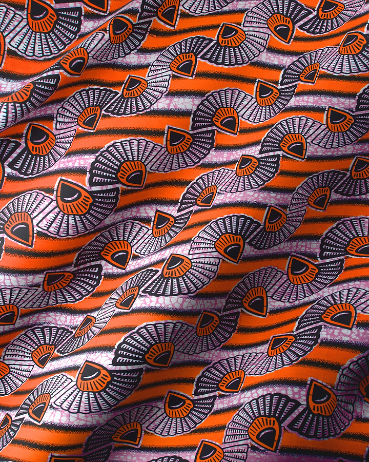 Vibrant orange purple fabric bold wax hollandais vlw9541.013