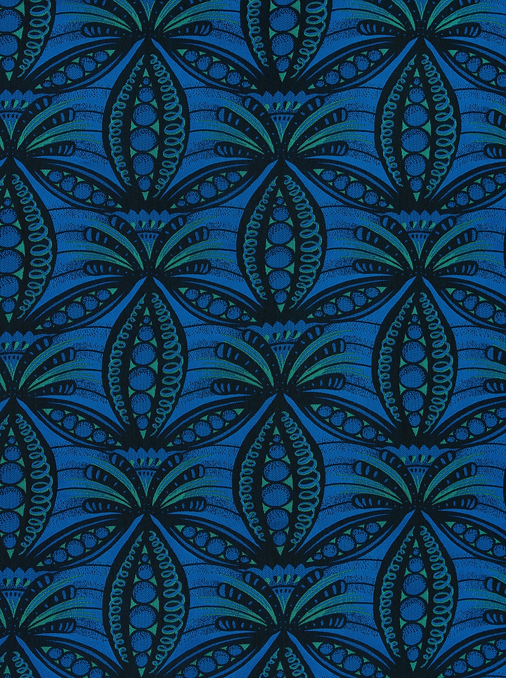 Blue fabric pattern stylized symmetrical radiance vlr6990.001