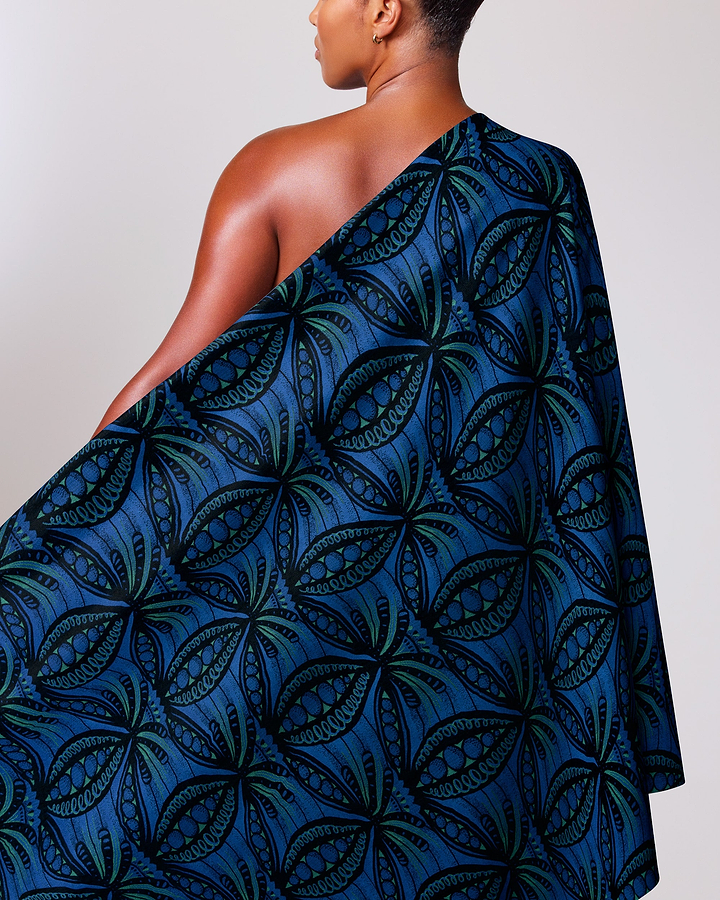 One-shoulder wrap dress rich navy radiance vlr6990.001
