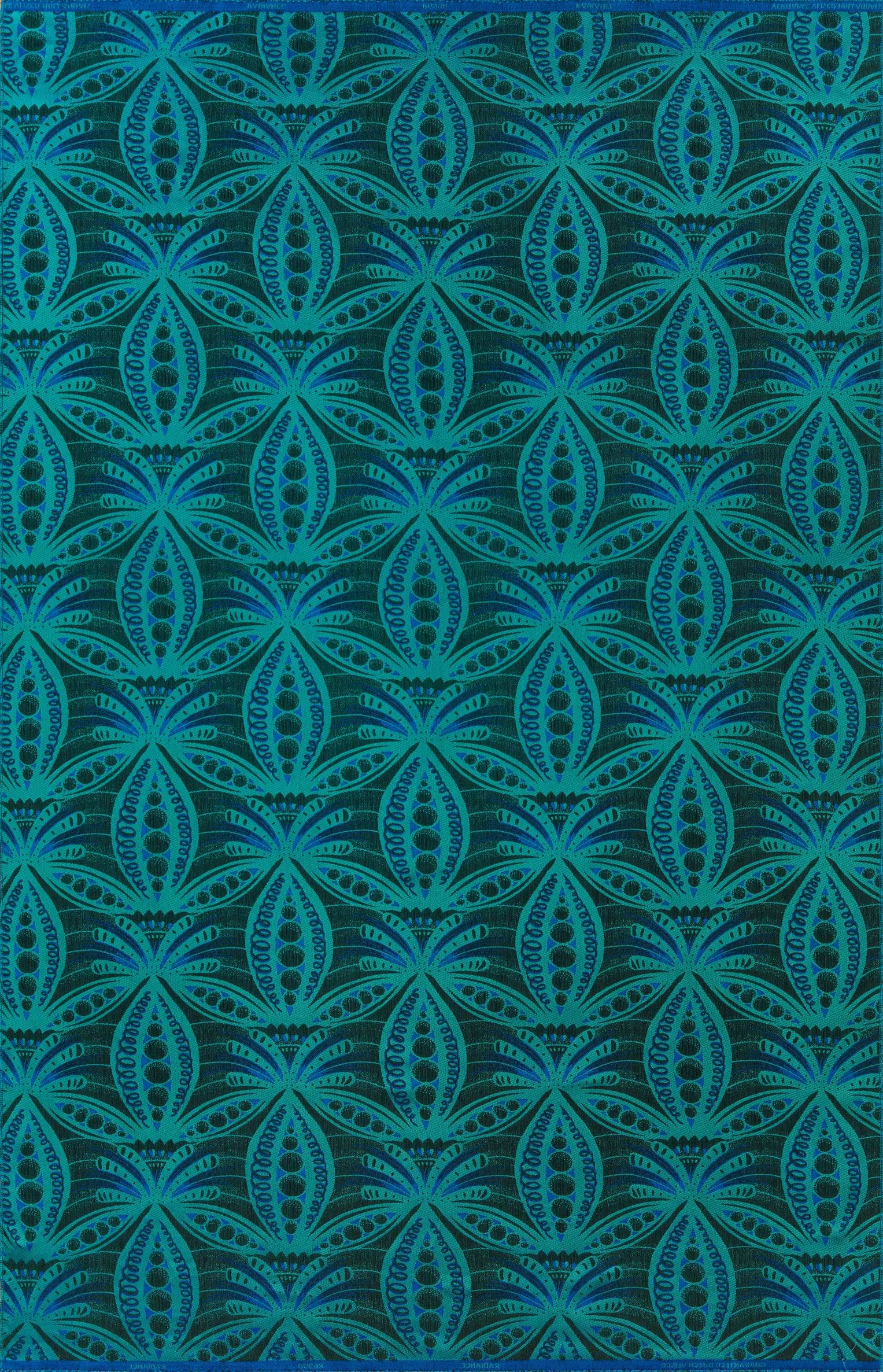 Teal fabric geometric pattern interconnected radiance vlr6990.001