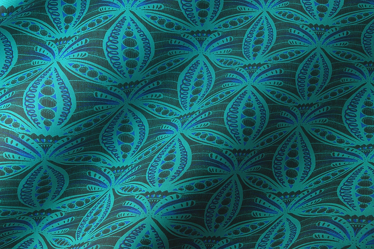 Teal and black patterned fabric