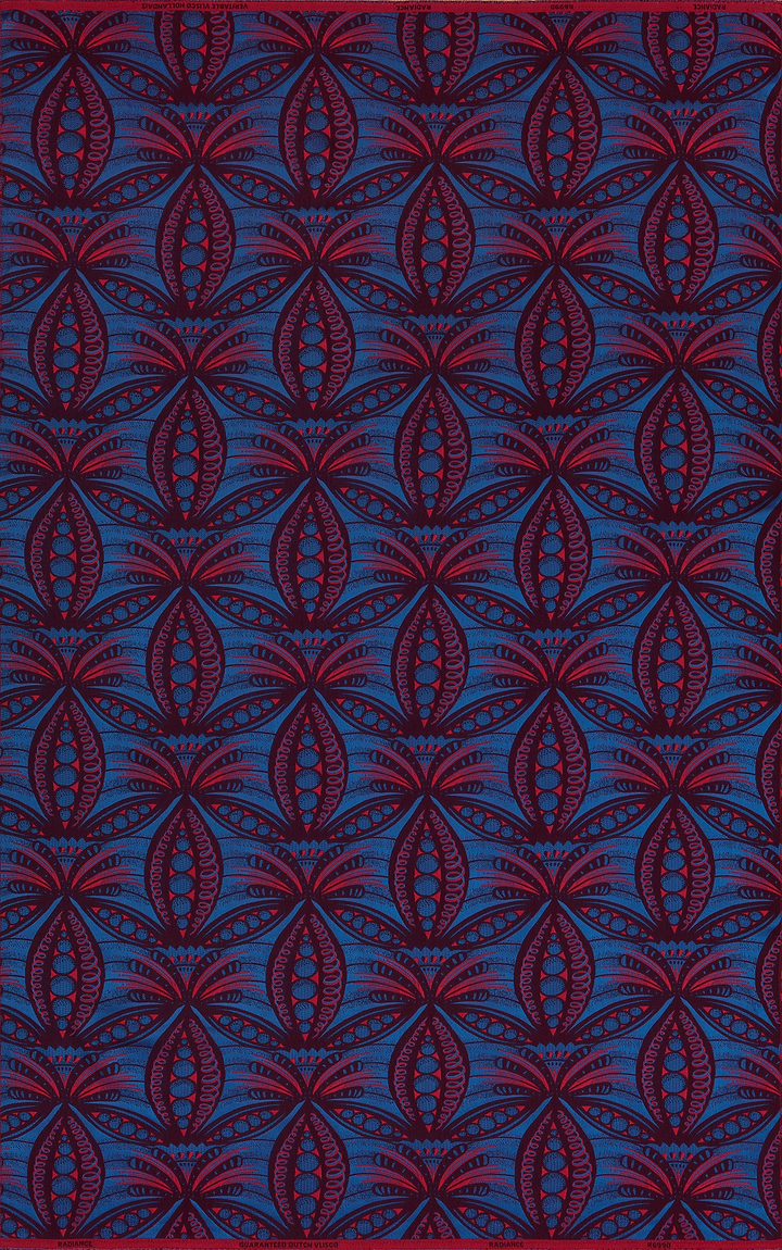 Blue fabric pattern red stylized radiance vlr6990.002