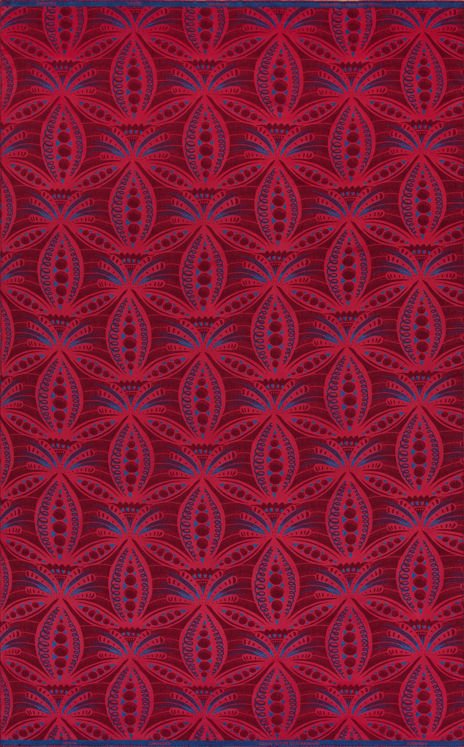 Red fabric pattern stylized symmetrical radiance vlr6990.002