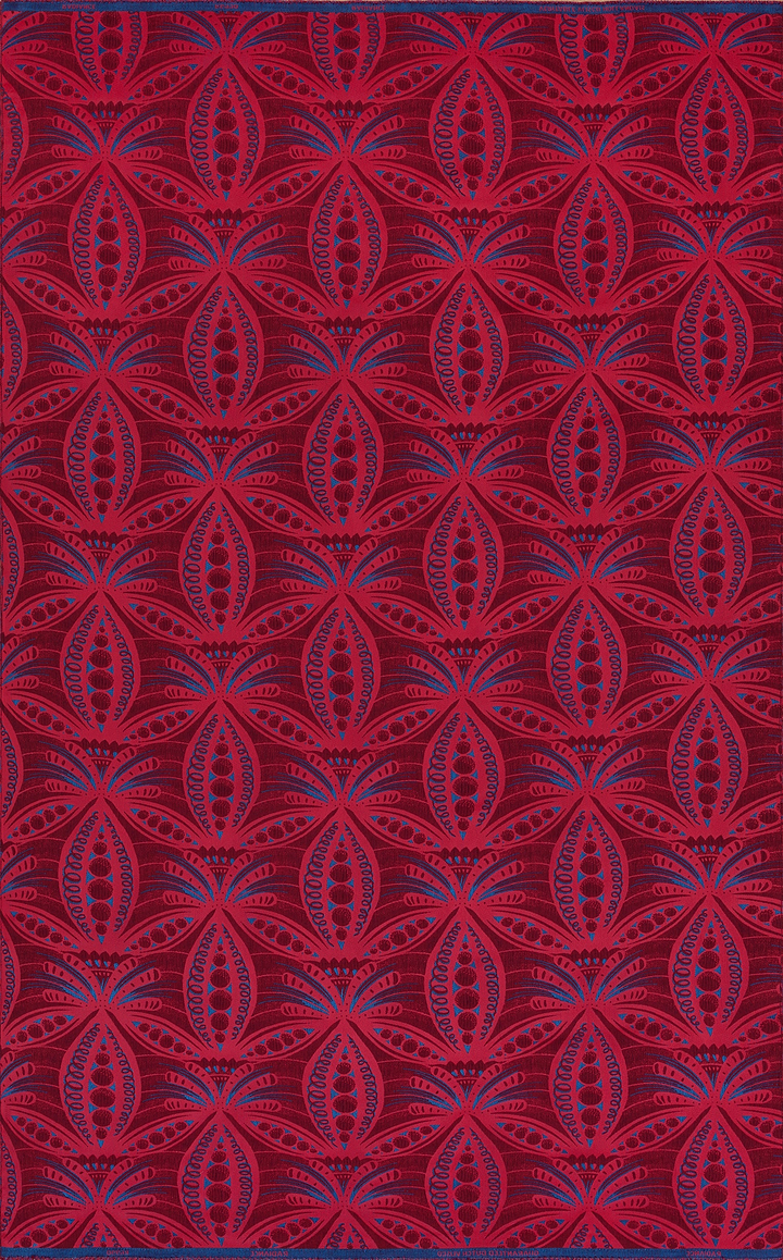 Red fabric pattern stylized symmetrical radiance vlr6990.002