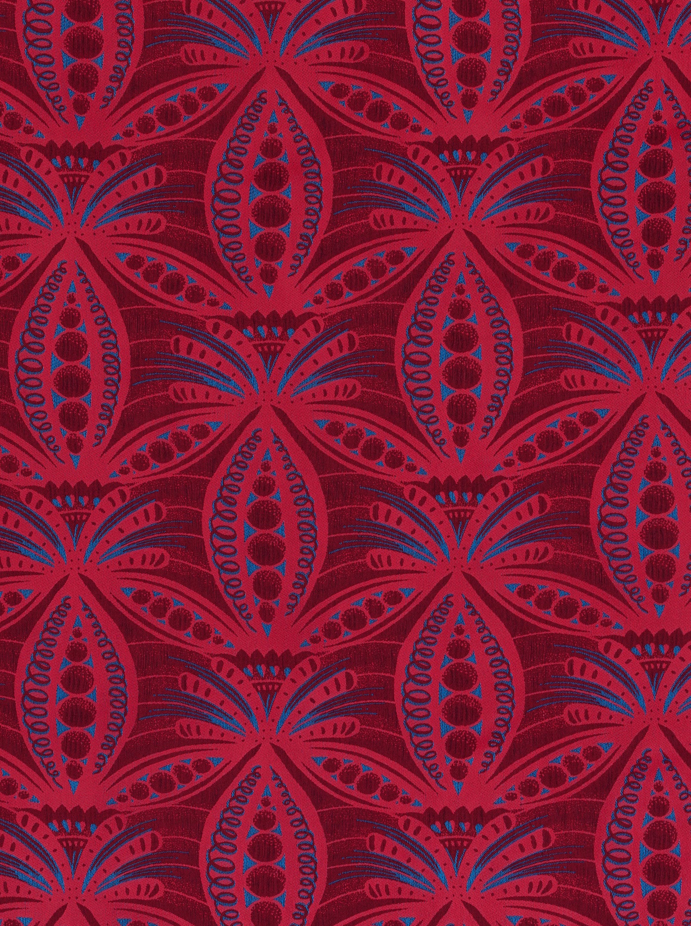 Vibrant red fabric intricate blue radiance vlr6990.002
