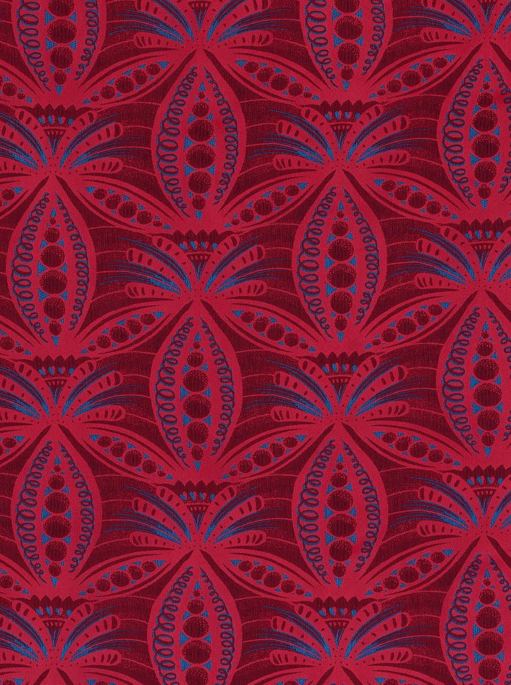 Vibrant red fabric intricate blue radiance vlr6990.002